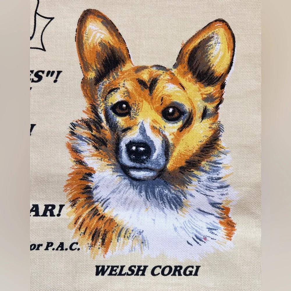 Vintage Every Dog's Prayer Scottish Cotton Tea Towel Illustrated Wall Hanging